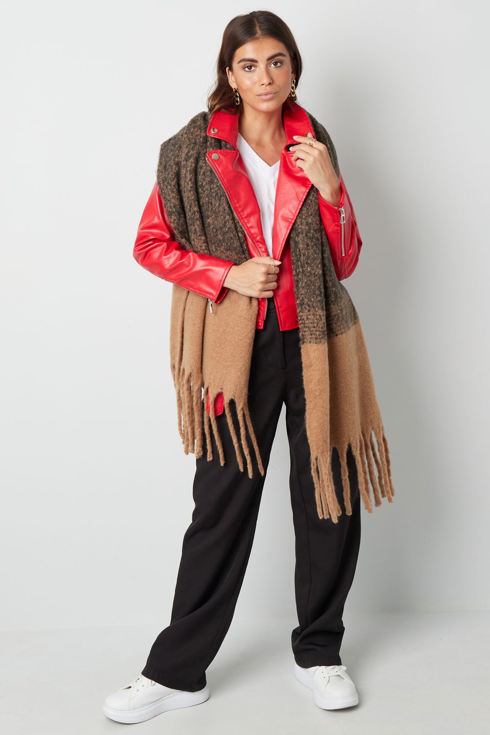 Colorful scarf beige black h5Picture5